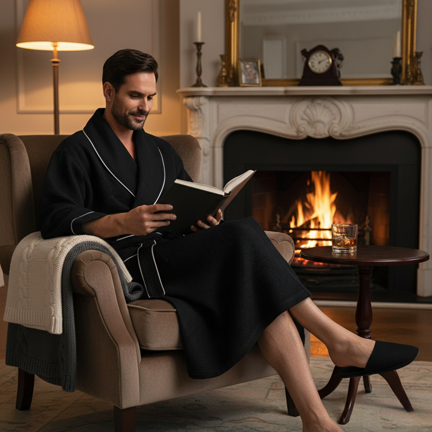 The Waffle Piping Robe — Men's Spa Collection
