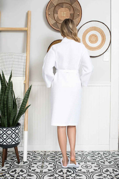 The Knee-Length Waffle Robe — Women's Spa Collection