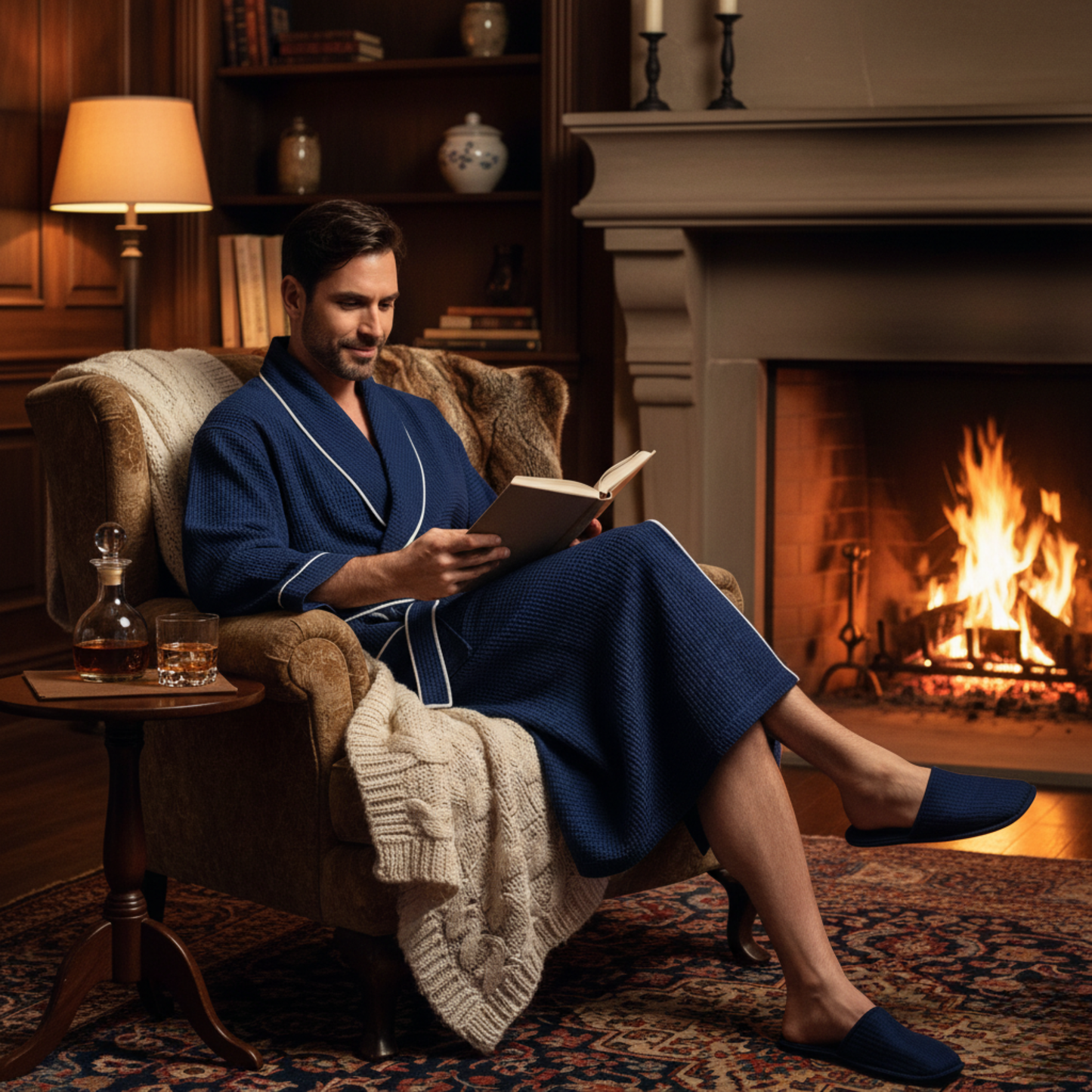 The Waffle Piping Robe — Men's Spa Collection