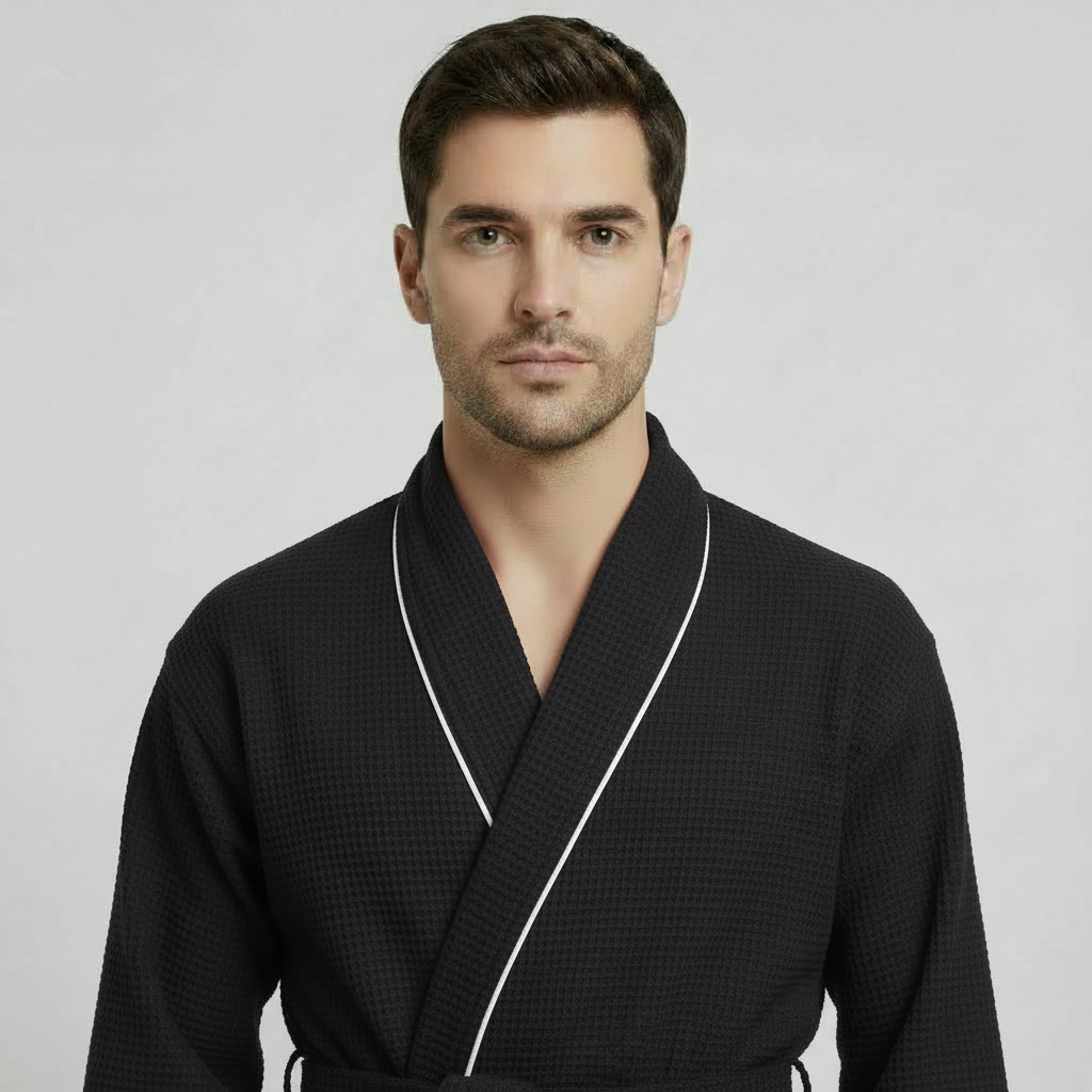 The Waffle Piping Robe — Men's Spa Collection