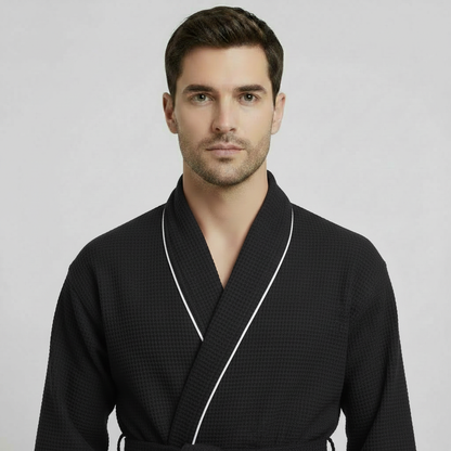 The Waffle Piping Robe — Men's Spa Collection