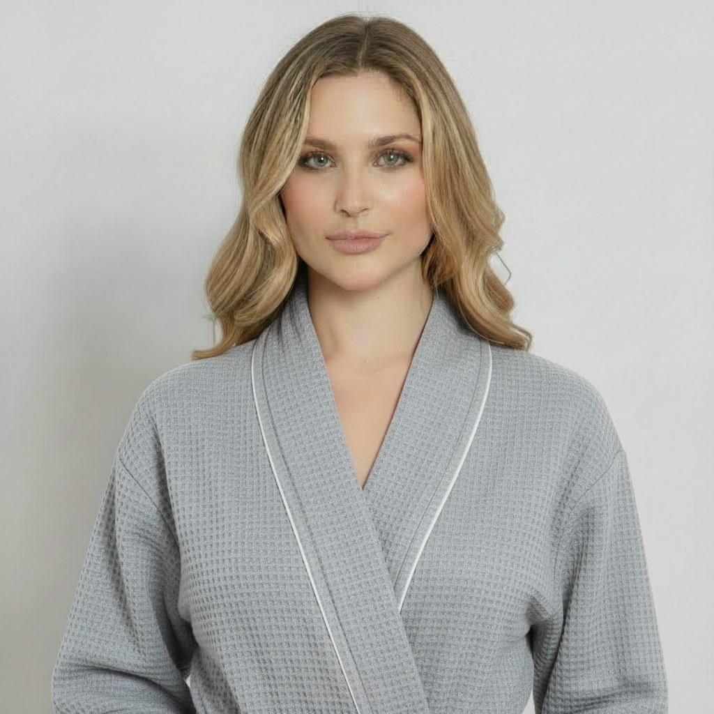 The Waffle Piping Robe — Women's Spa Collection