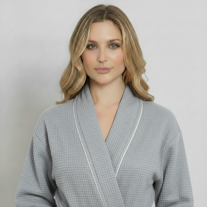 The Waffle Piping Robe — Women's Spa Collection