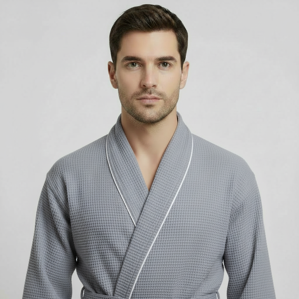 The Waffle Piping Robe — Men's Spa Collection