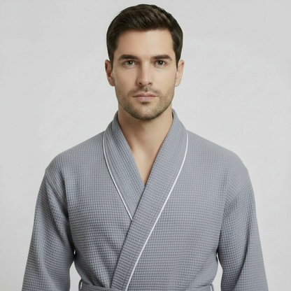 The Waffle Piping Robe — Men's Spa Collection