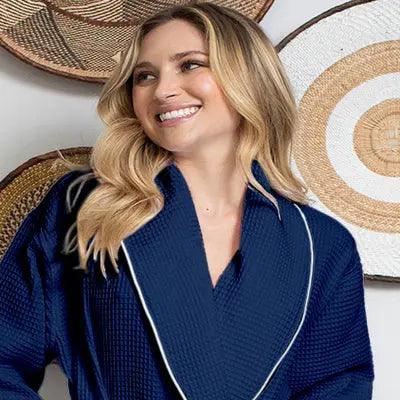 The Waffle Piping Robe — Women's Spa Collection
