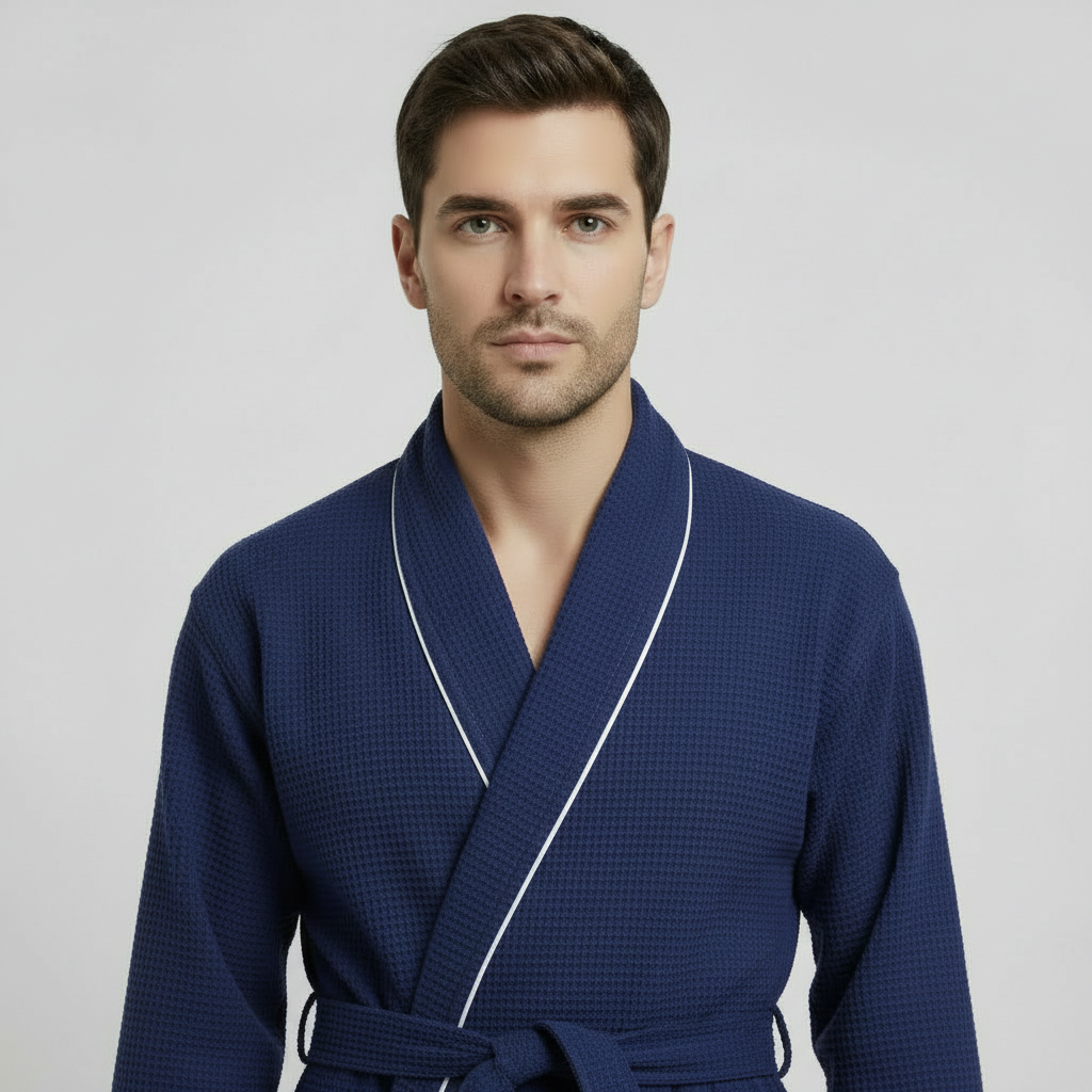 The Waffle Piping Robe — Men's Spa Collection