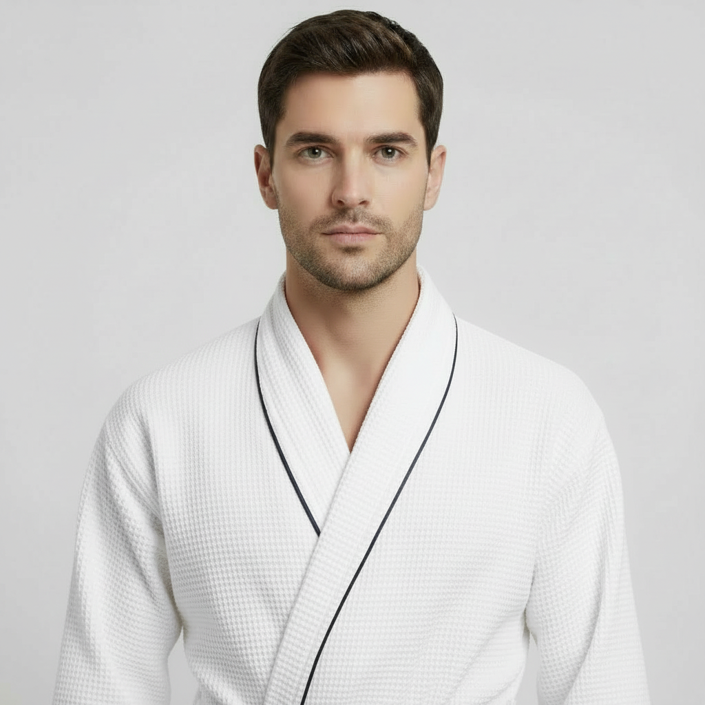 The Waffle Piping Robe — Men's Spa Collection