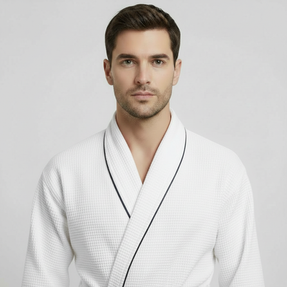 The Waffle Piping Robe — Men's Spa Collection