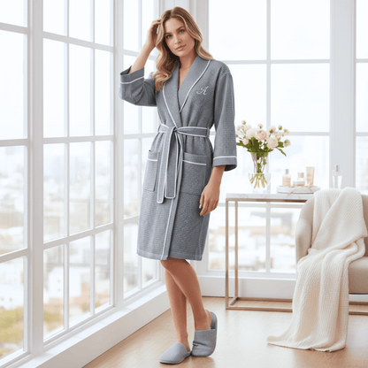 The Knee-Length Waffle Robe — Women's Spa Collection