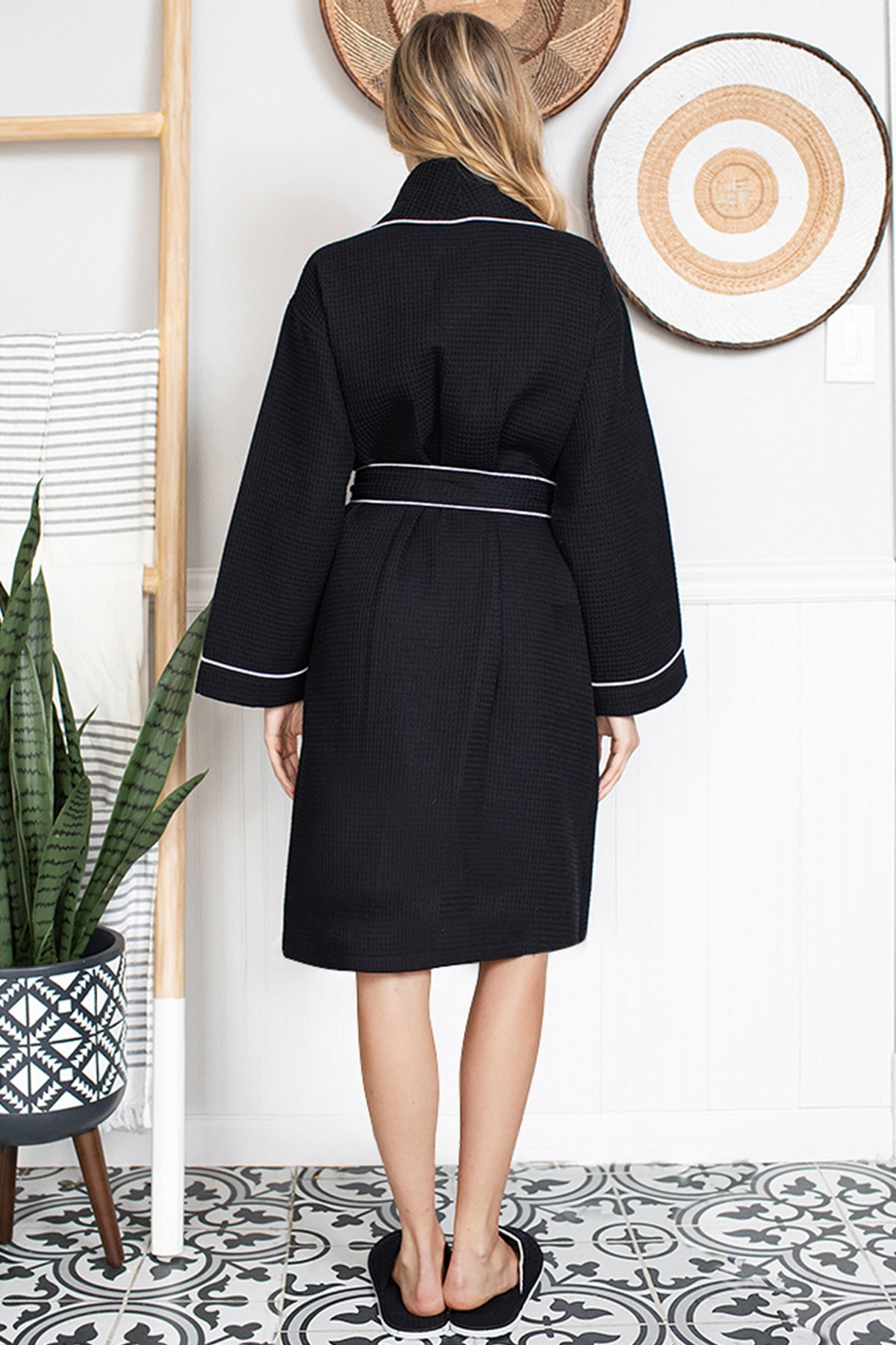 The Knee-Length Waffle Robe — Women's Spa Collection