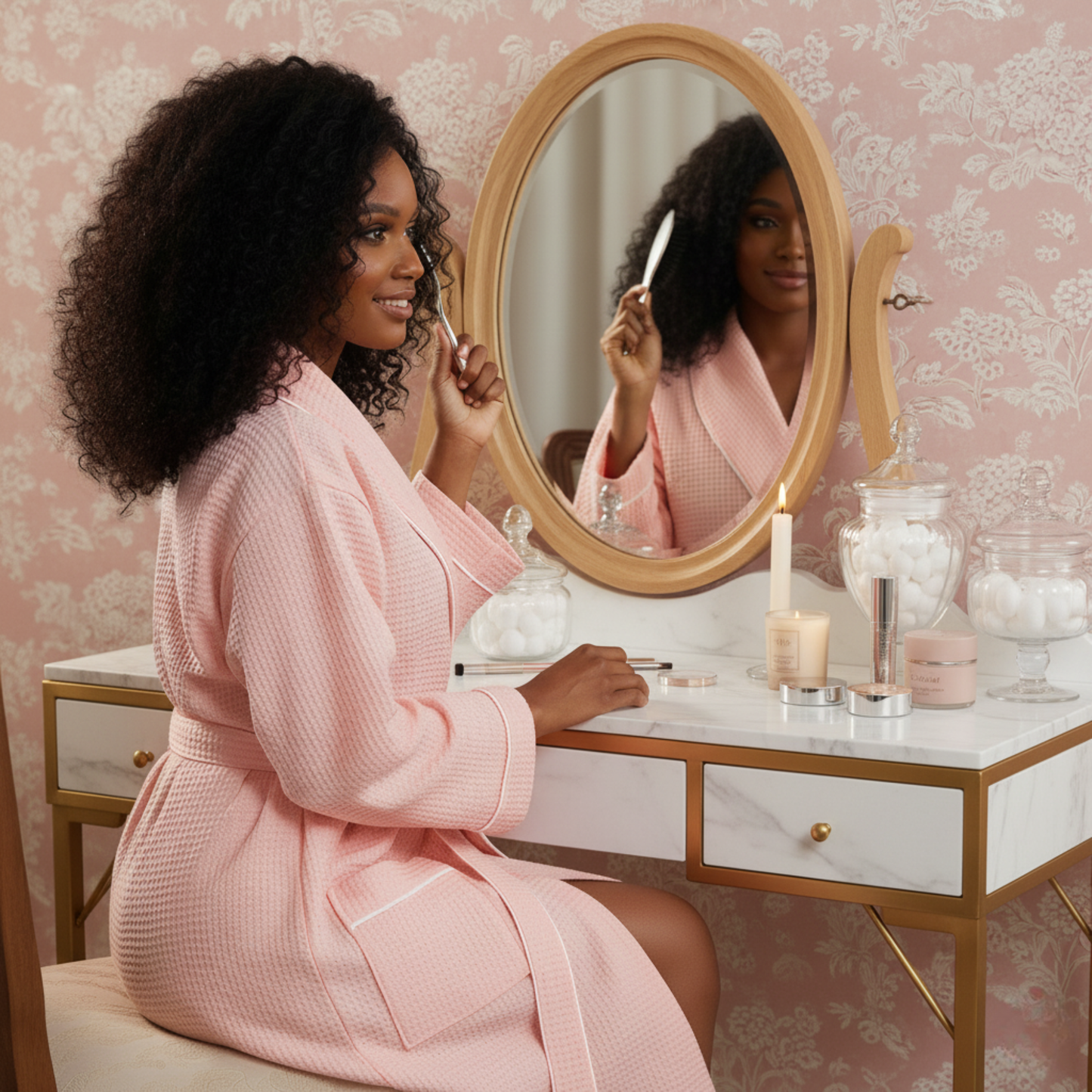 The Waffle Piping Robe — Women's Spa Collection