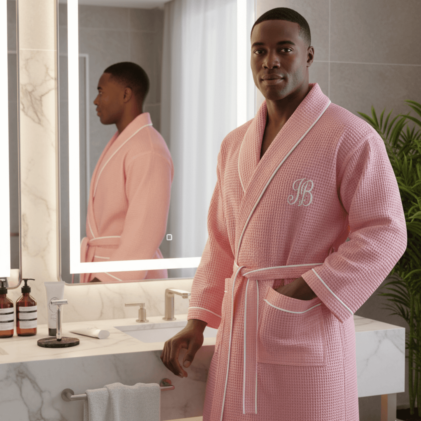 The Waffle Piping Robe — Men's Spa Collection