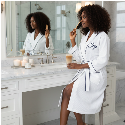 The Knee-Length Waffle Robe — Women's Spa Collection