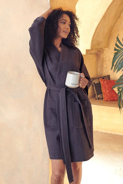 The Knee-Length Waffle Robe — Women's Spa Collection