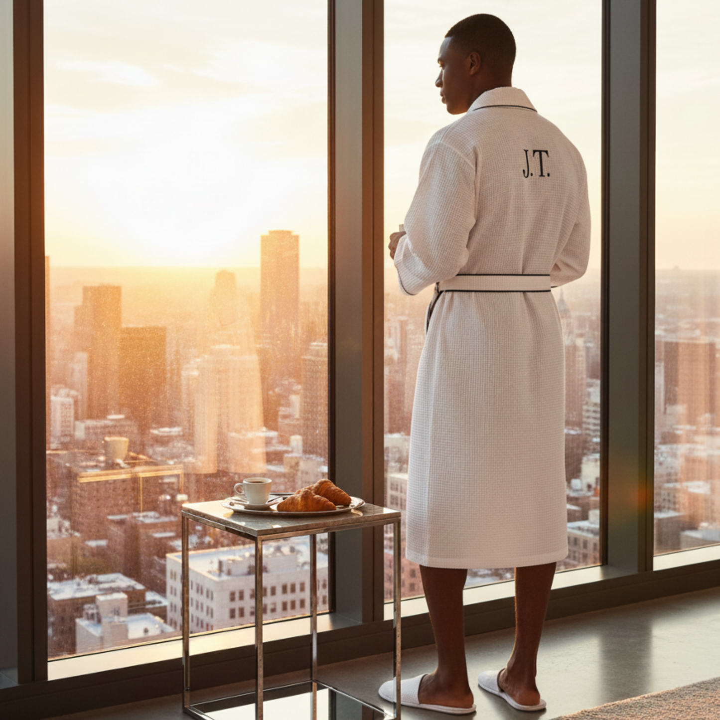 The Waffle Piping Robe — Men's Spa Collection