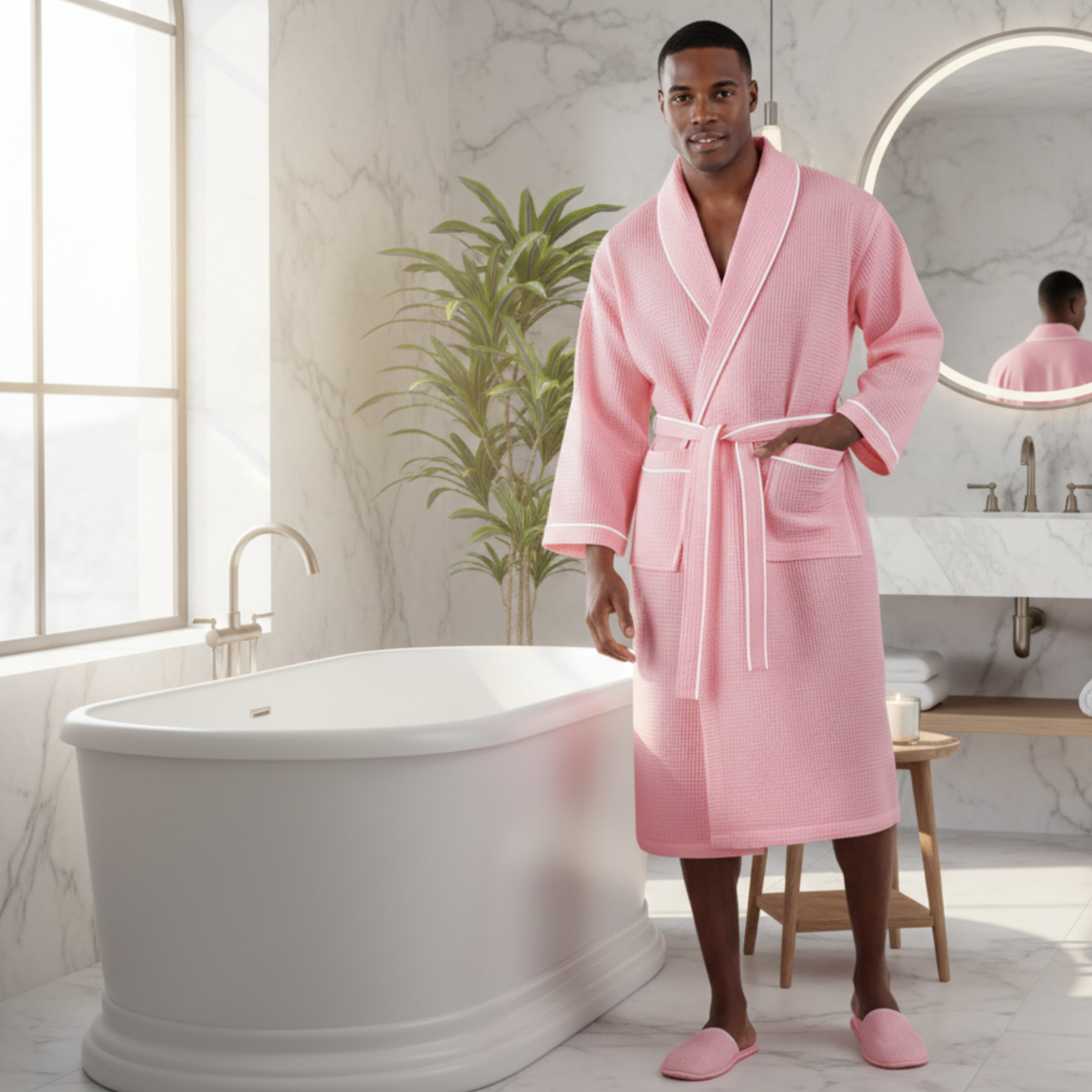 The Waffle Piping Robe — Men's Spa Collection