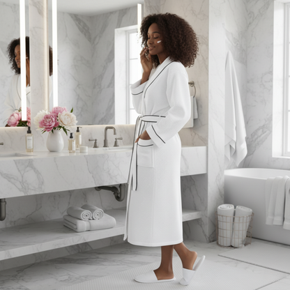 The Waffle Piping Robe — Women's Spa Collection