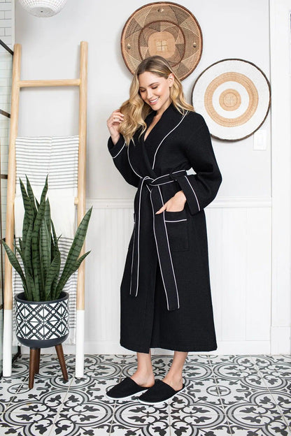 The Waffle Piping Robe — Women's Spa Collection